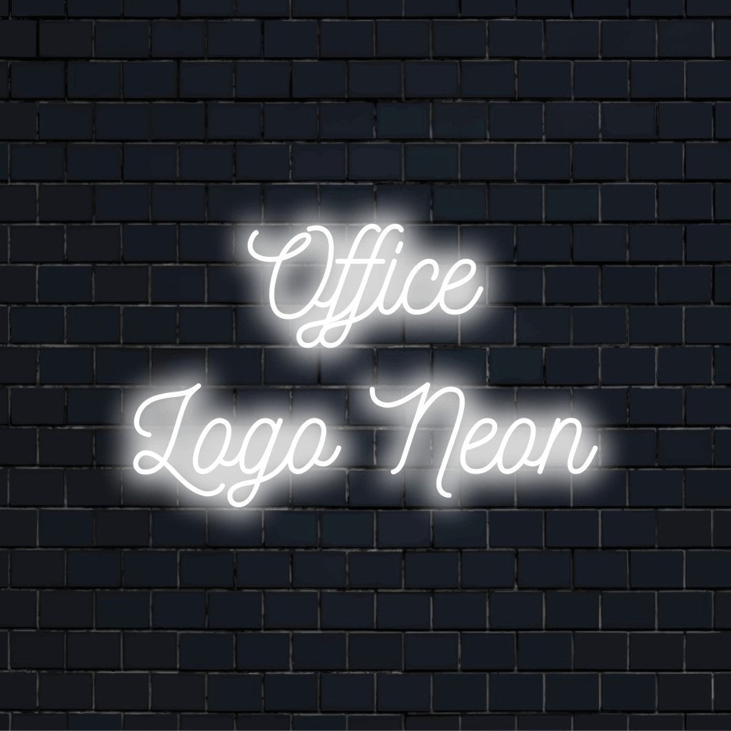 Custom LED neon logo sign with text "Office Logo Neon"