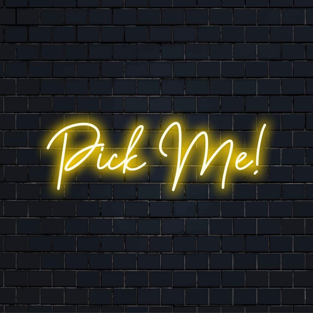 Aangepaste Pick Me! LED-neondecoratie zorgt voor een stijlvolle gloed; perfect voor interieurs die op zoek zijn naar unieke, levendige neonreclame.