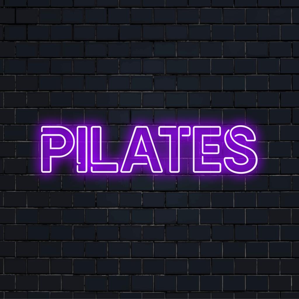 Stijlvol LED-neonbord met Pilates-thema, perfect voor fitnessliefhebbers; ideale gepersonaliseerde neonkunst voor een levendige decoratie.