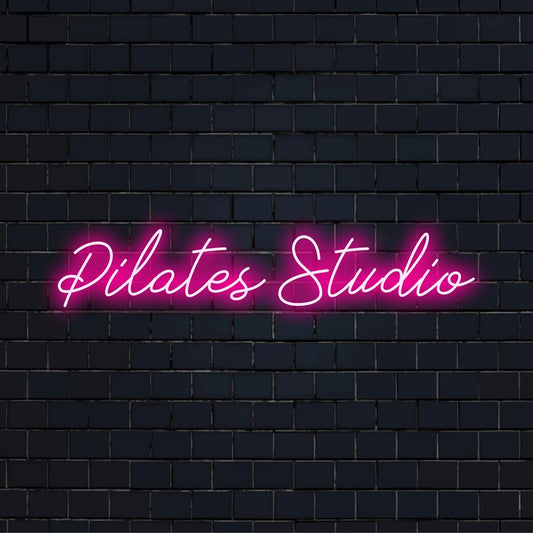 Custom-designed LED neon sign for Pilates Studio, perfect neon light decor for modern, fitness-focused interiors.
