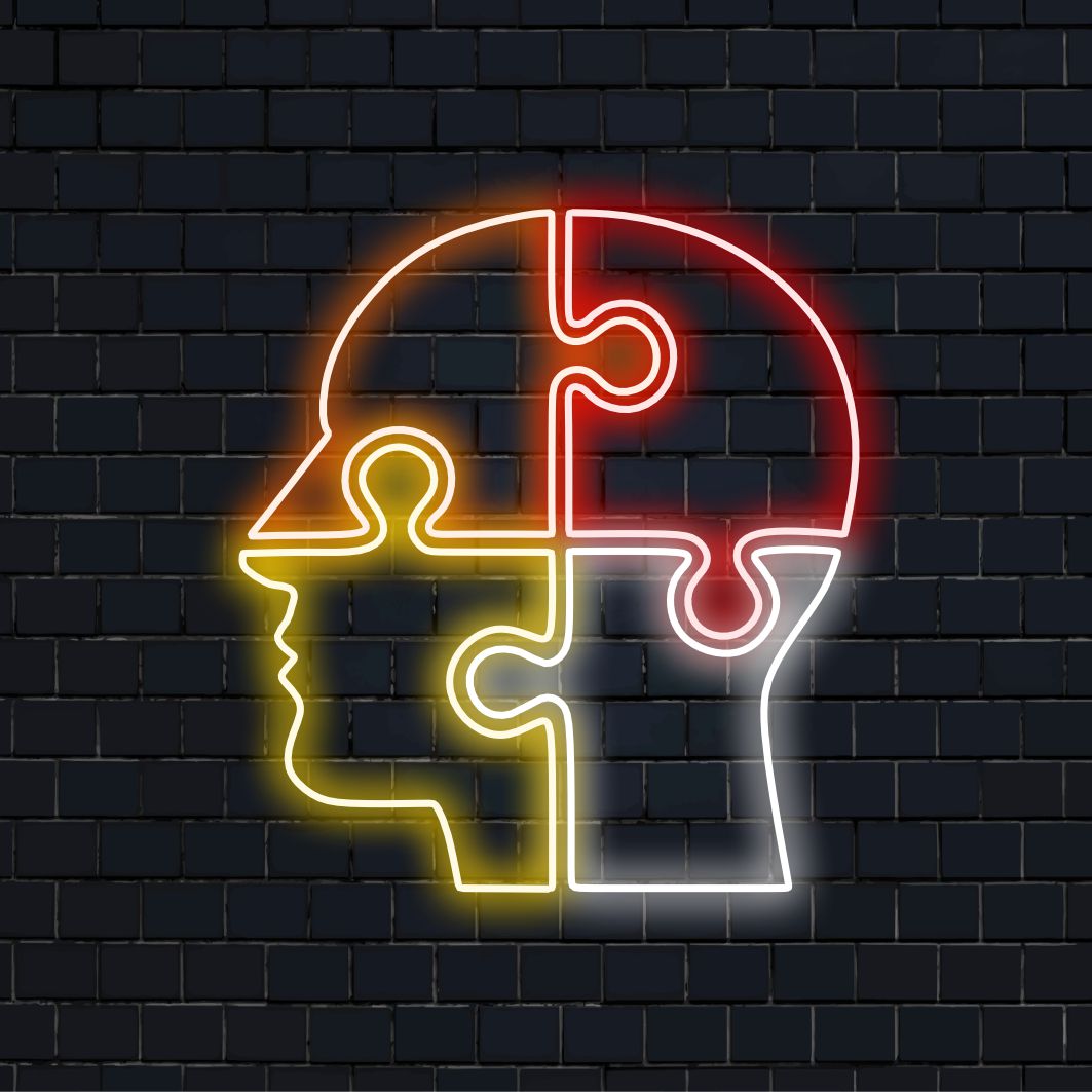 "Puzzle Head Neon Sign" is een prikkelende toevoeging voor ruimtes die de complexiteit van de menselijke geest vieren. Verlicht met de essentie van nieuwsgierigheid en intellect!