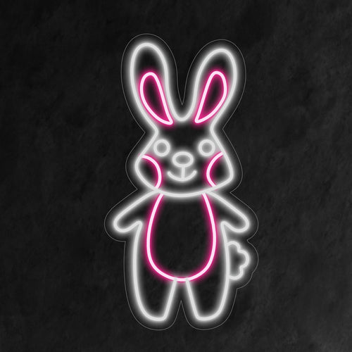 "Rabbit Neon Sign" is an adorable and whimsical addition, perfect for spaces that celebrate the charm of rabbits. Illuminate with the cuteness and playfulness of these furry creatures!