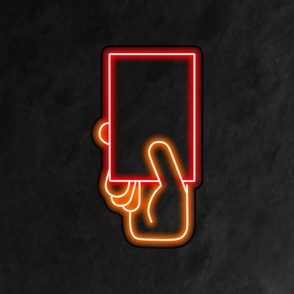 "Referee Holding A Red Card Neon Sign" depicts a powerful moment, adding a bold and competitive touch to your sports-themed interior."
