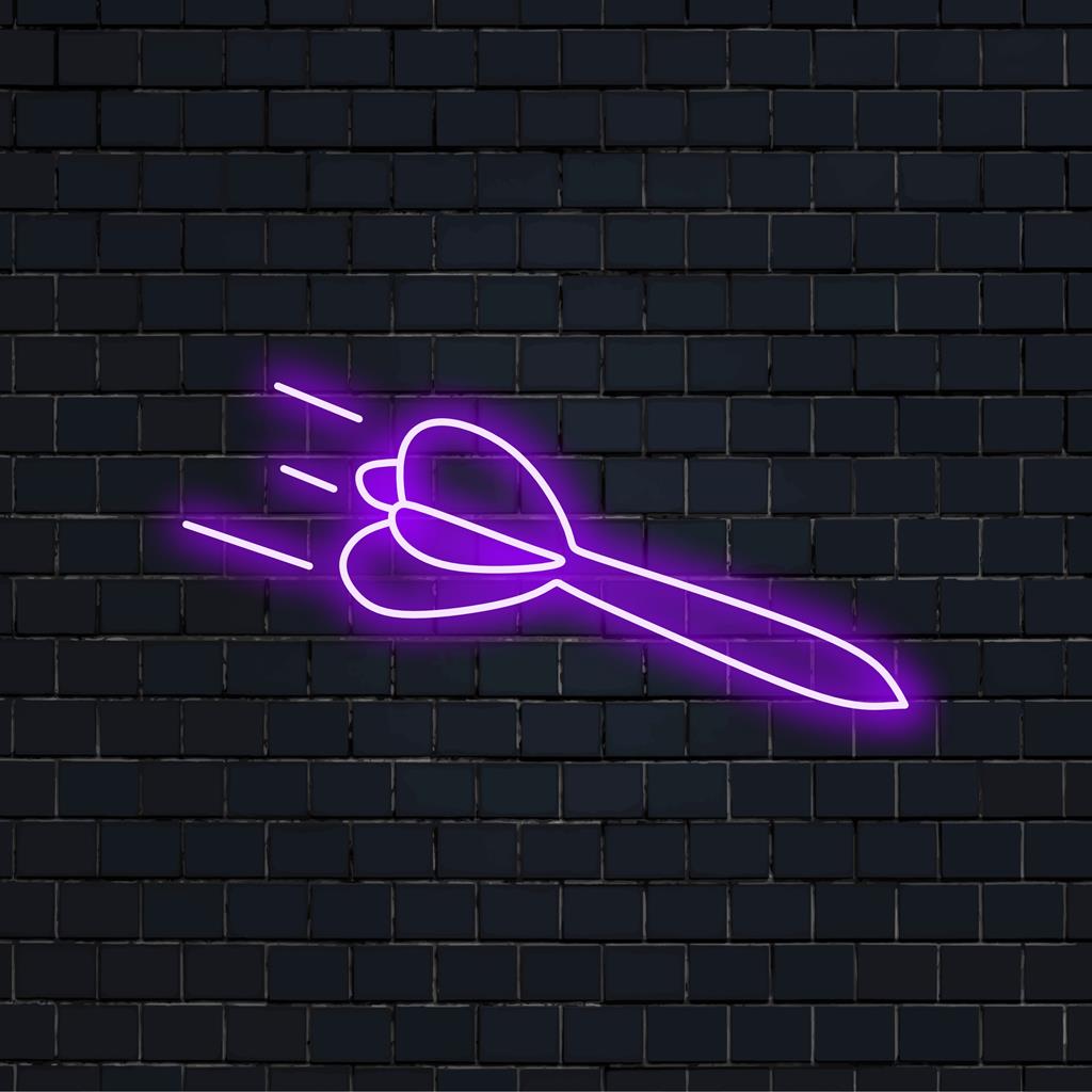 Levendig LED-neonbord op maat voor Rocket Darts, perfect om elke ruimte een persoonlijk tintje te geven. Neonlichtkunst.