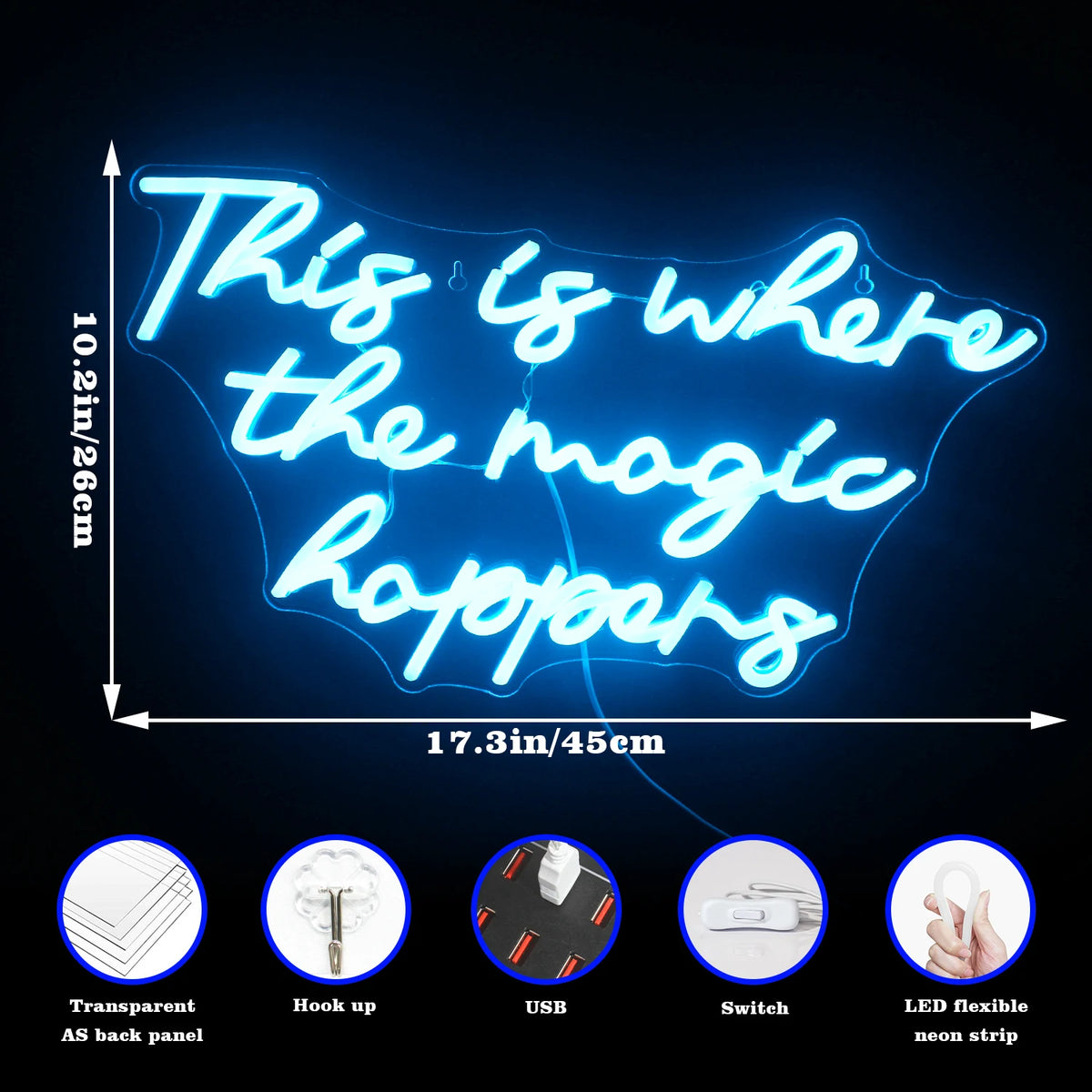 This is Where The Magic Happens – LED-neonbord (5 V USB)