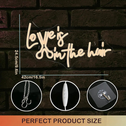 Love is in the Hair 5V USB LED Neon Sign - Budget Friendly