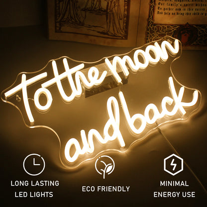 To The Moon And Back 5V USB LED Neon Sign - Budget Friendly