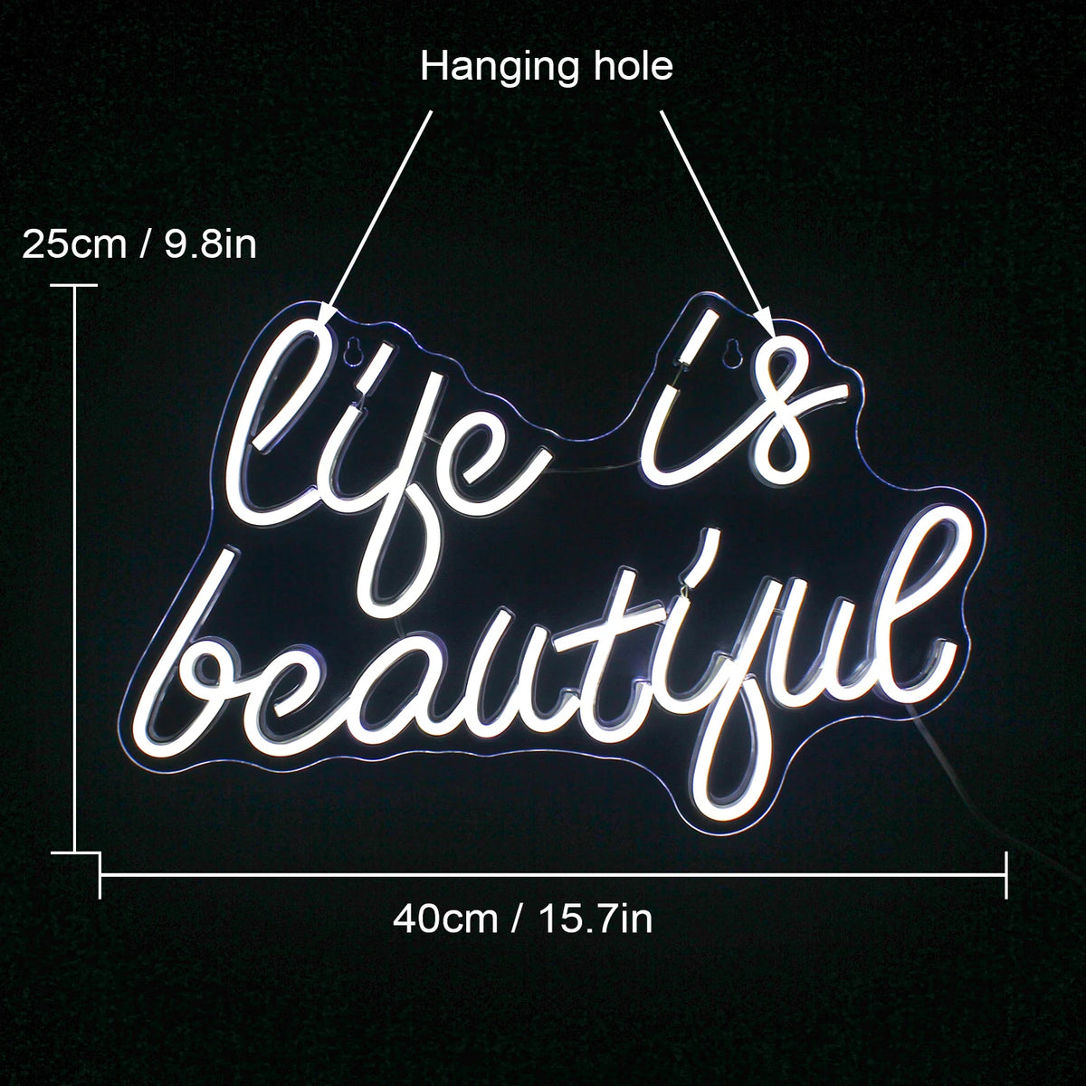 Life is Beautiful – LED-neonbord (5 V USB)
