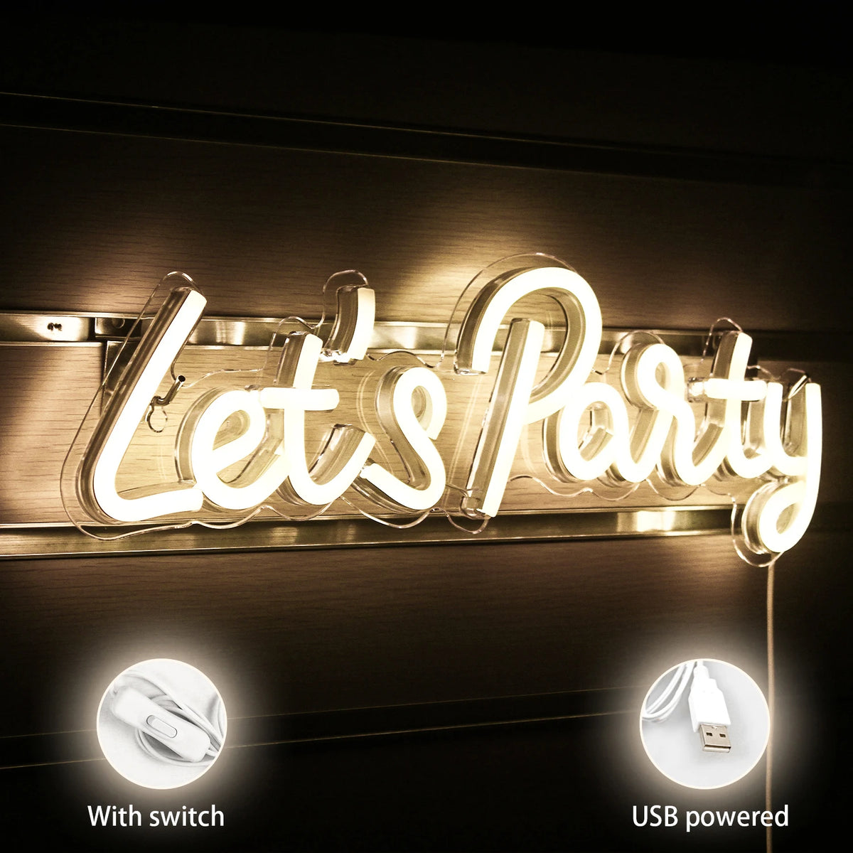 Let's Party 5V USB LED Neon Sign - Budget Friendly