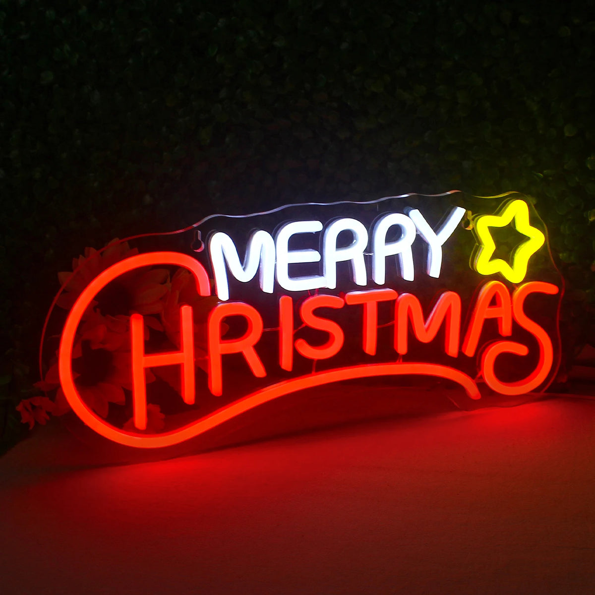 Merry Christmas – Ster – LED-neonbord (5 V USB)
