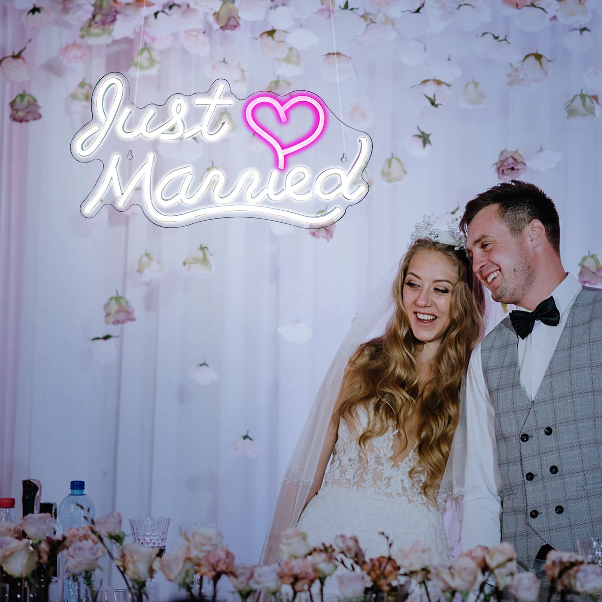Just Married – Hart – LED-neonbord (5 V USB)