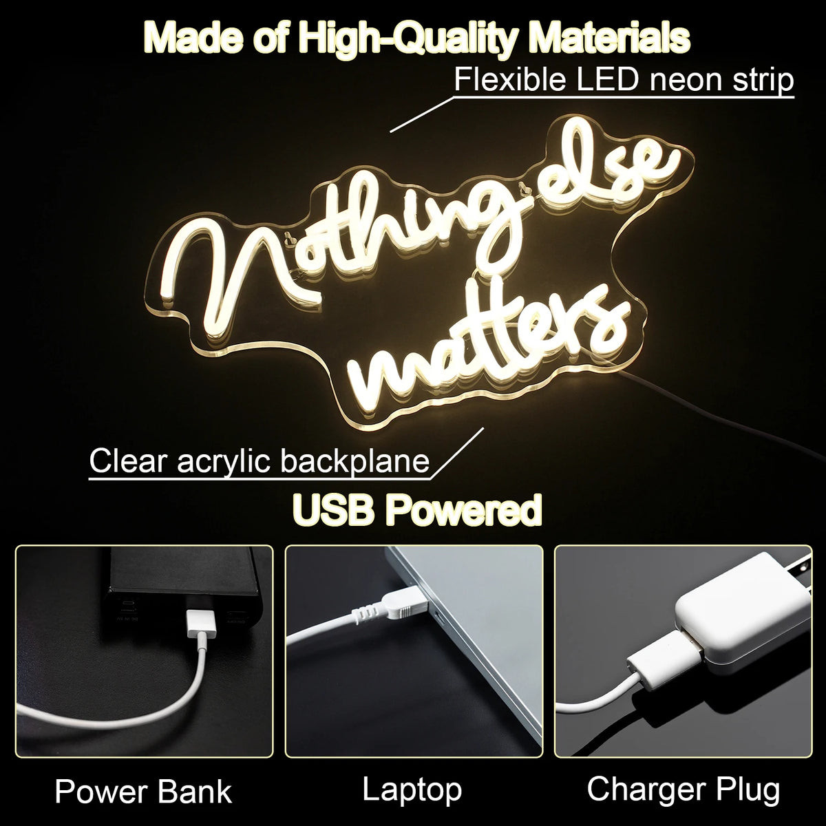 Nothing Else Matters – LED-neonbord (5 V USB)