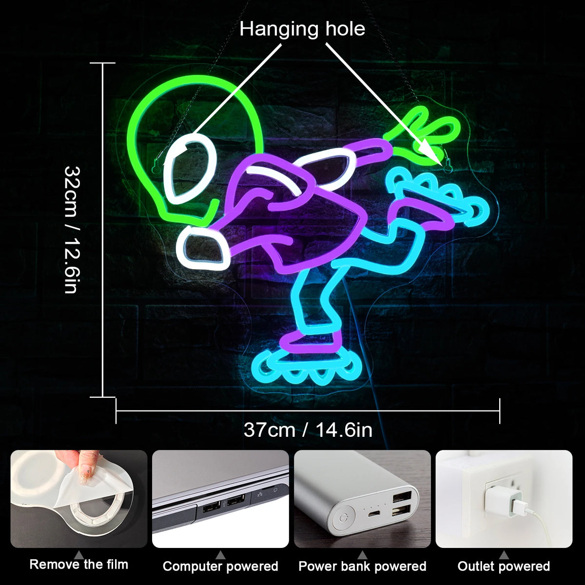 Alien 5V USB LED Neon Sign - Budgetvriendelijk