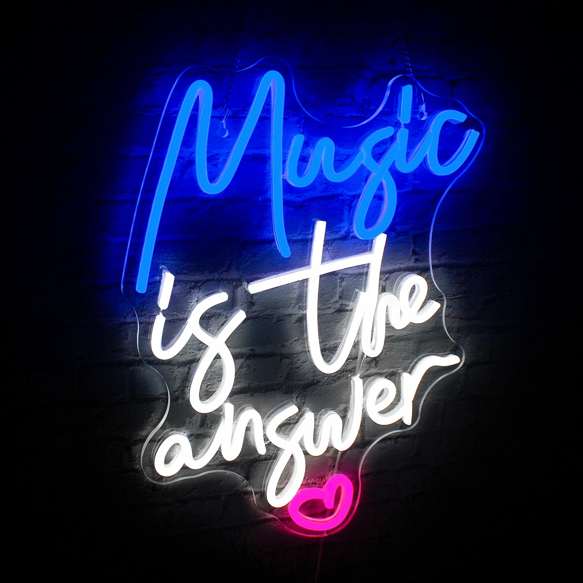 Music is the answer – Hart – LED-neonbord (5 V USB)