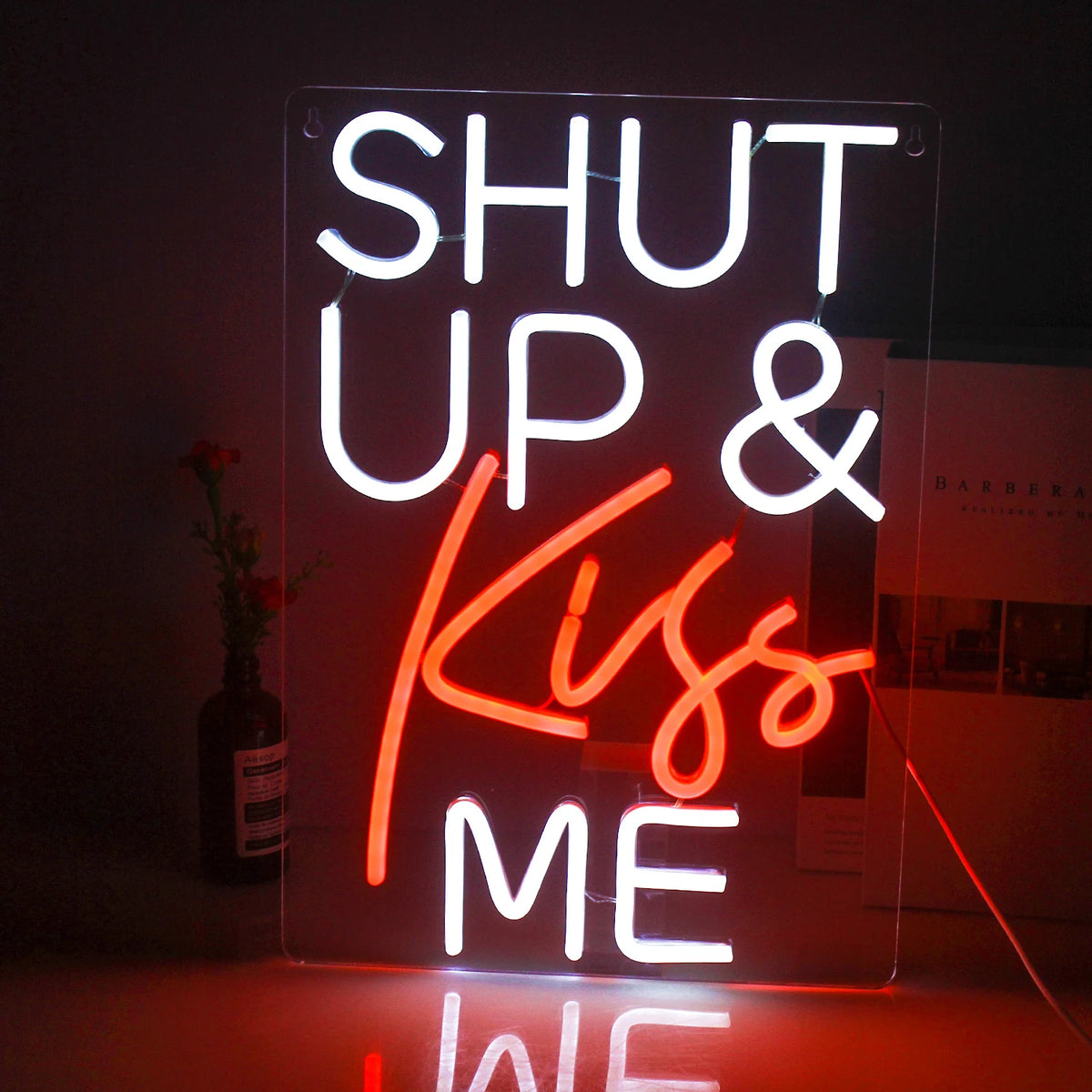 Shut Up & Kiss Me – LED-neonbord (5 V USB)