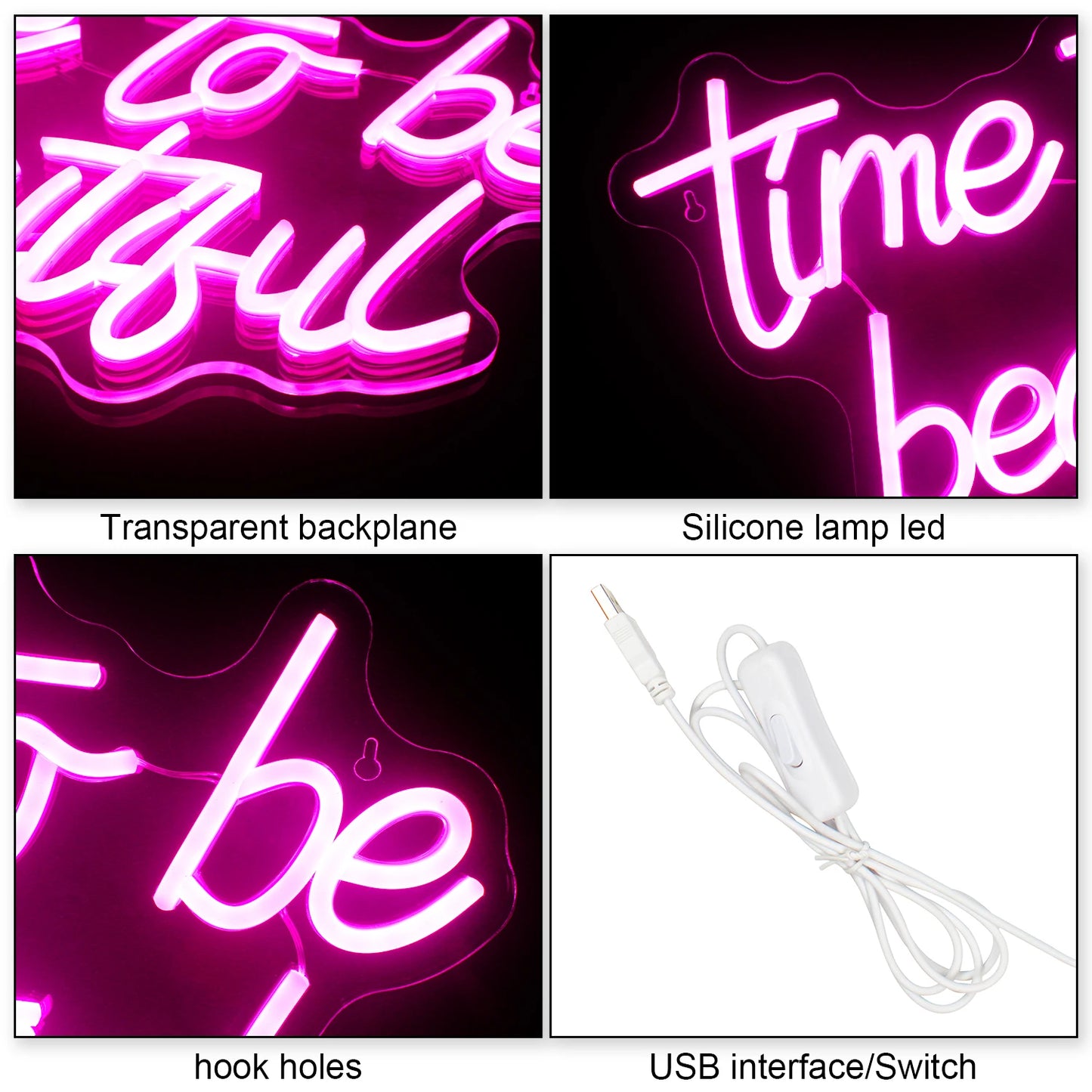 Time to be beautiful 5V USB LED Neon Sign - Budget Friendly