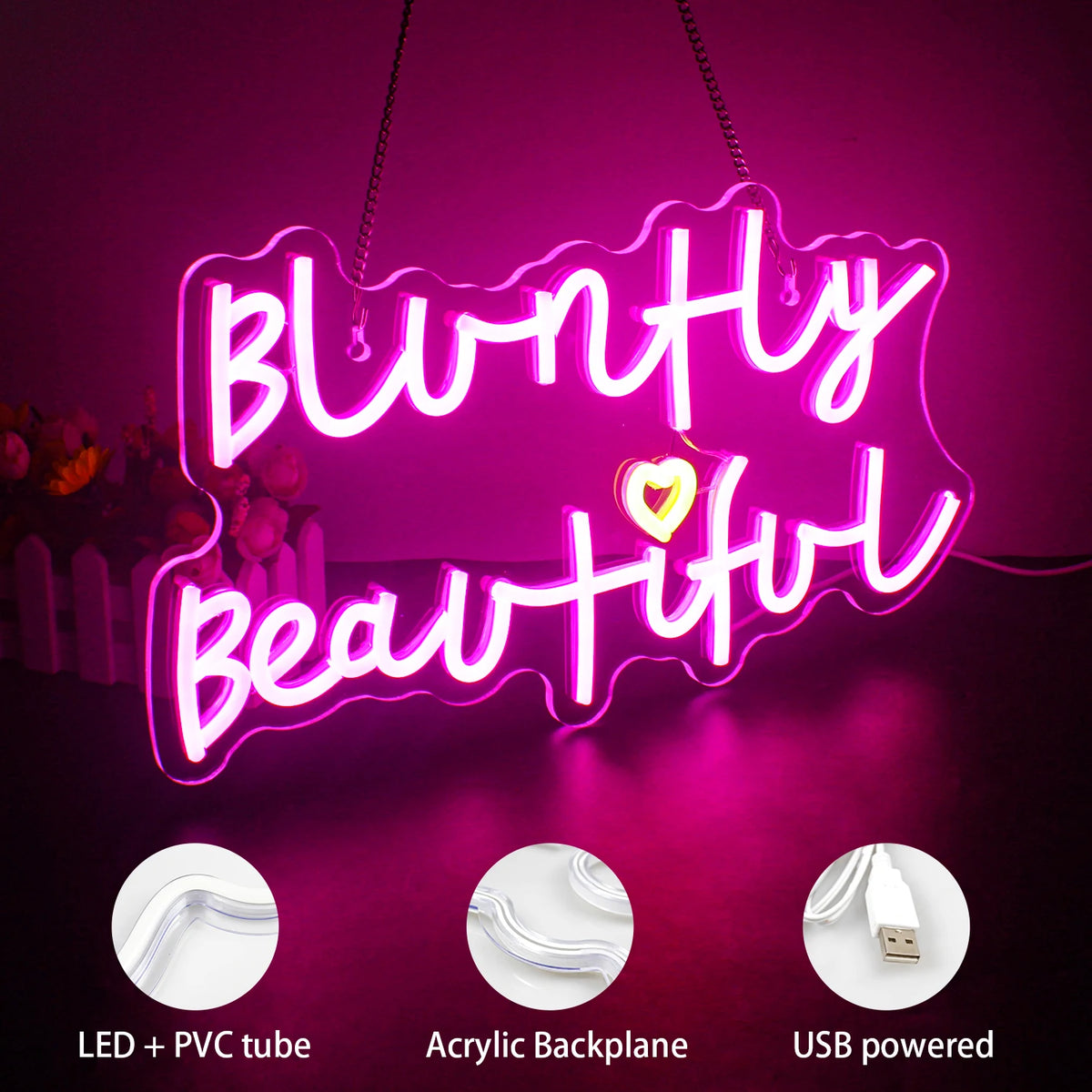 Bluntly Beautiful – Hart – LED-neonreclame (5 V USB)