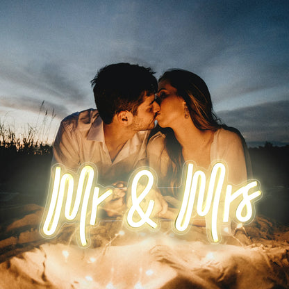 Mr & Mrs 5V USB LED Neon Sign - Budget Friendly