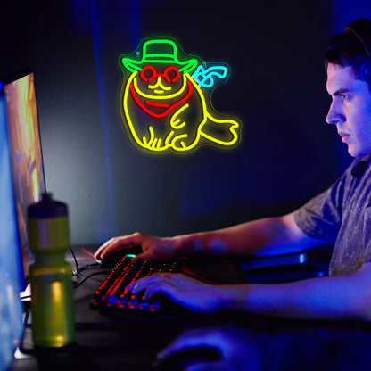 Cowboy Cat 5V USB LED Neon Sign - Budget Friendly