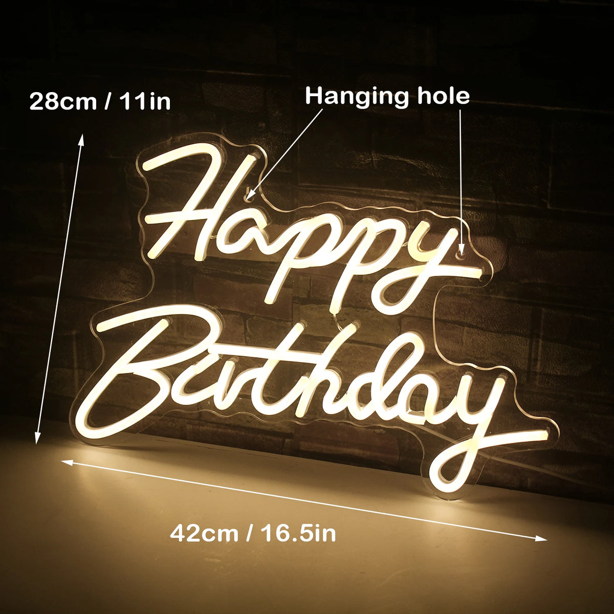 Happy Birthday – LED-neonbord (5 V USB)