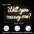 Will You Marry Me Wedding Proposal Decoration Party 5V USB LED Neon Sign - Budget Friendly