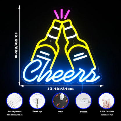 Bar Cheers 5V USB LED Neon Sign - Budget Friendly