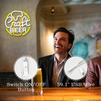 Craft BEER – Bierglas met ronde rand – LED-neonreclame (5 V USB)