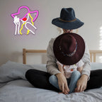 Vrouw met cowboyhoed – LED-neonbord (5 V USB)