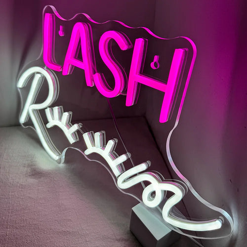 LASH ROOM – Wimpers in plaats van de O-letters – LED-neonreclame (5 V USB)