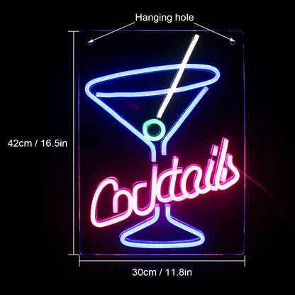 Cocktails 5V USB LED Neon Sign - Budget Friendly