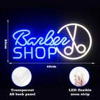 Barber SHOP – Schaar in een ronde omtrek – LED-neonreclame (5 V USB)