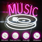 Music Record 5V Mini USB LED Neon Sign - Budget Friendly