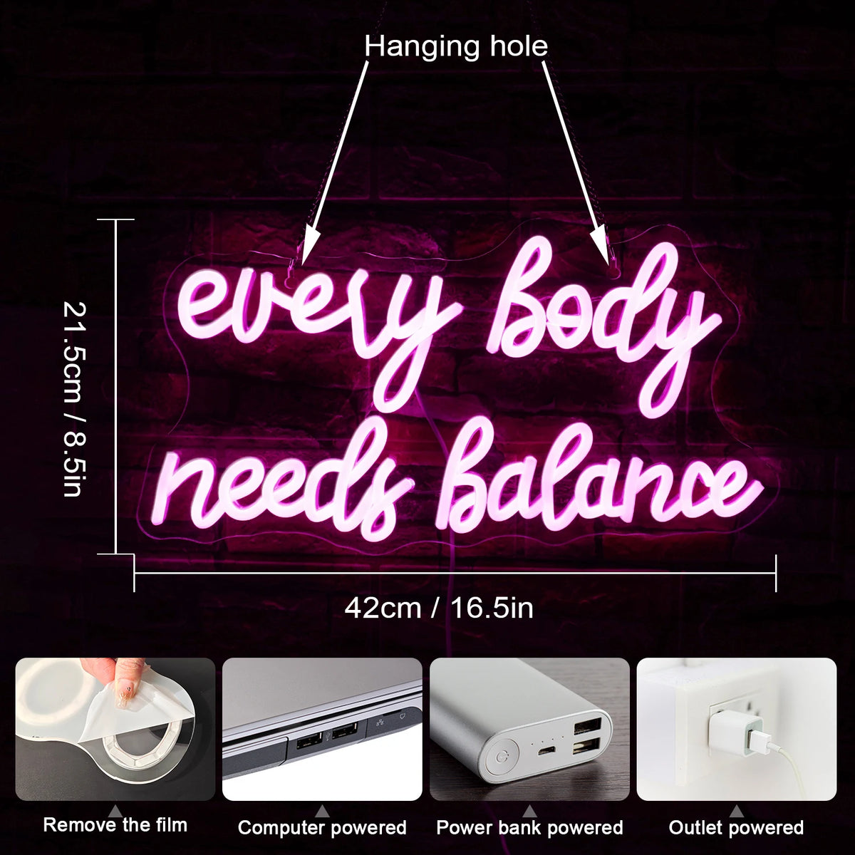 Every Body Needs Balance – LED-neonbord (5 V USB)