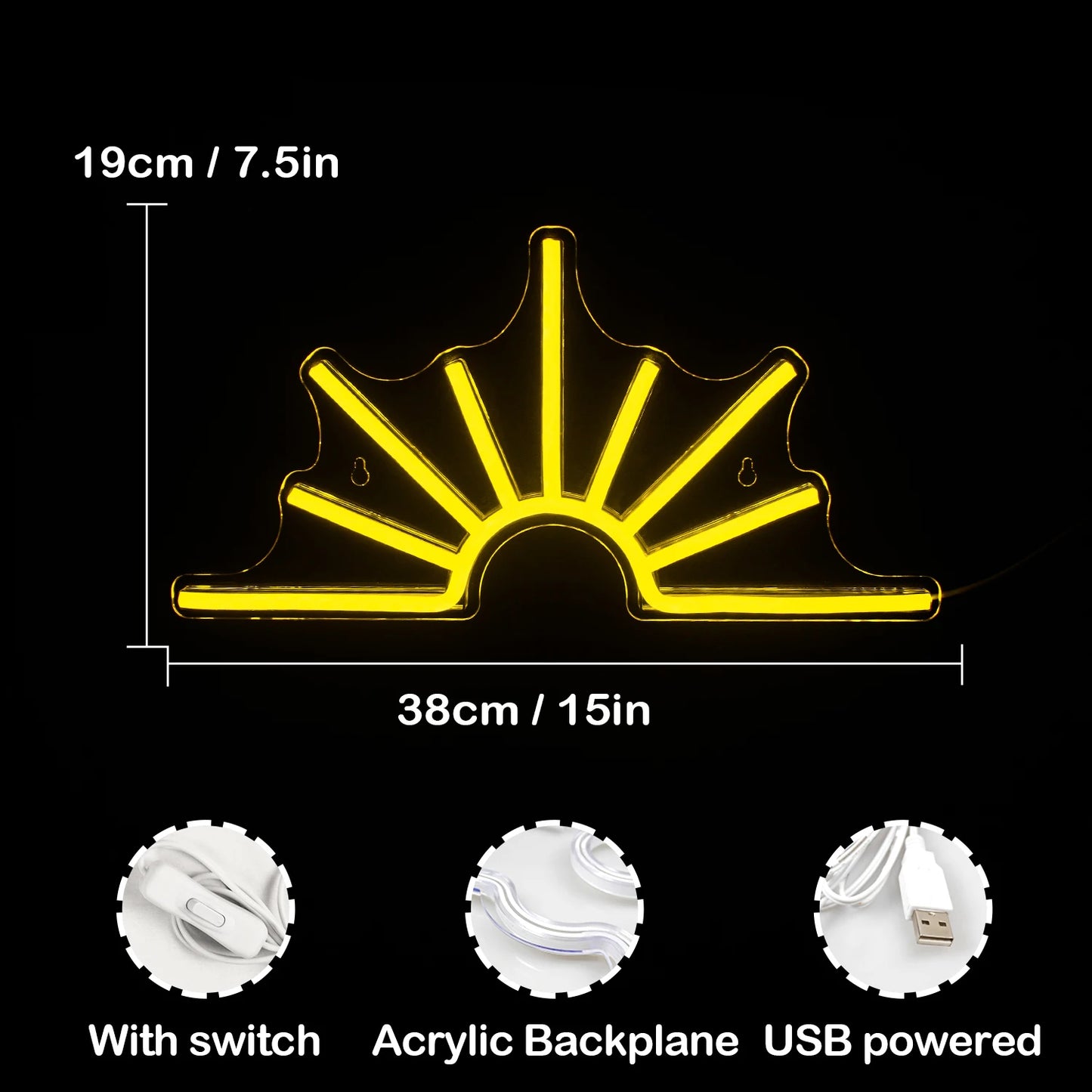 Sun 5V USB LED Neon Sign - Budget Friendly
