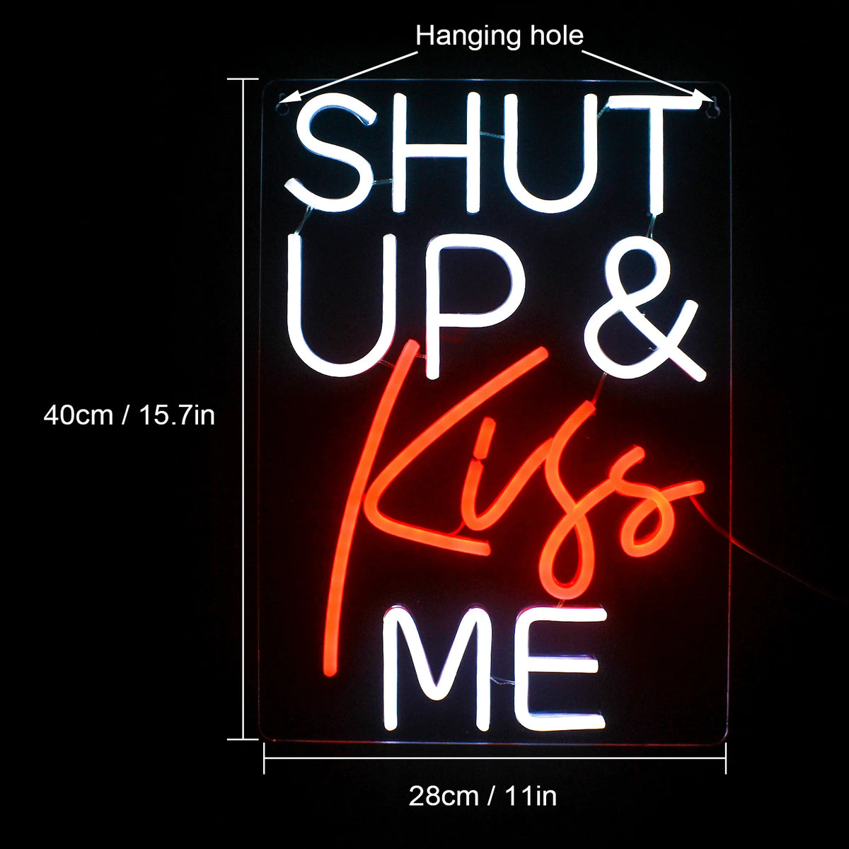 Shut Up & Kiss Me – LED-neonbord (5 V USB)