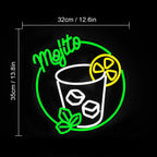 Mojito – Cocktailglas, citrus en munt – LED-neonreclame (5 V USB)