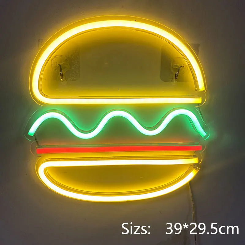 Hamburger 5V USB LED Neon Sign - Budget Friendly