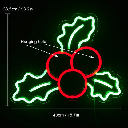 Christmas Decoration Holly Fruit 5V USB LED Neon Sign - Budget Friendly