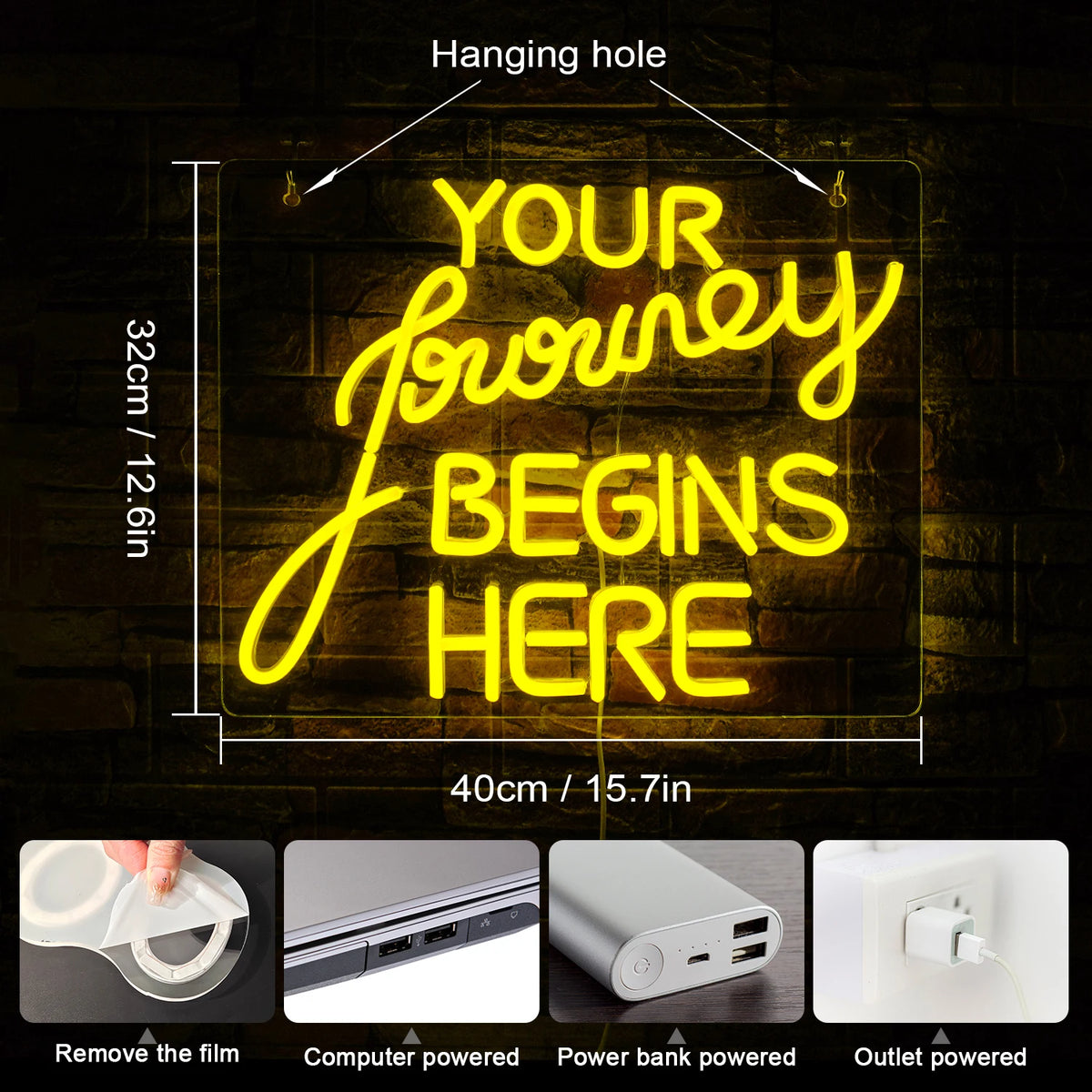 Your Journey Begins Here – LED-neonbord (5 V USB)