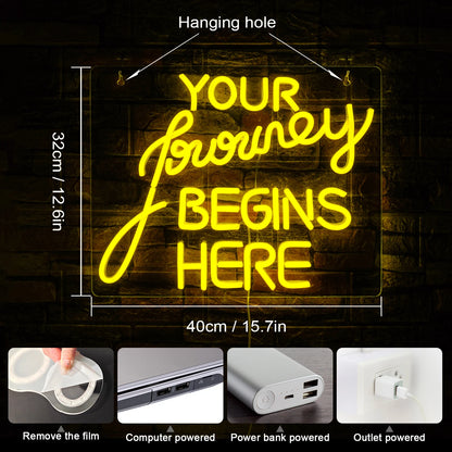 Journey Begin 5V USB LED Neon Sign - Budget Friendly