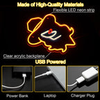 Cowboy Girl Hats 5V USB LED Neon Sign - Budget Friendly