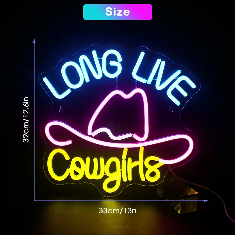 Long Live Cowgirls 5V USB LED Neon Sign - Budget Friendly