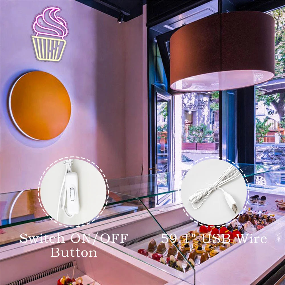 Cupcake – LED-neonbord (5 V USB)