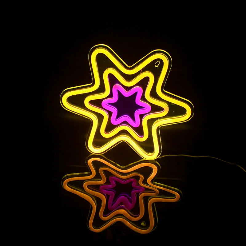 Hexagonal Star 5V USB LED Neon Sign - Budget Friendly