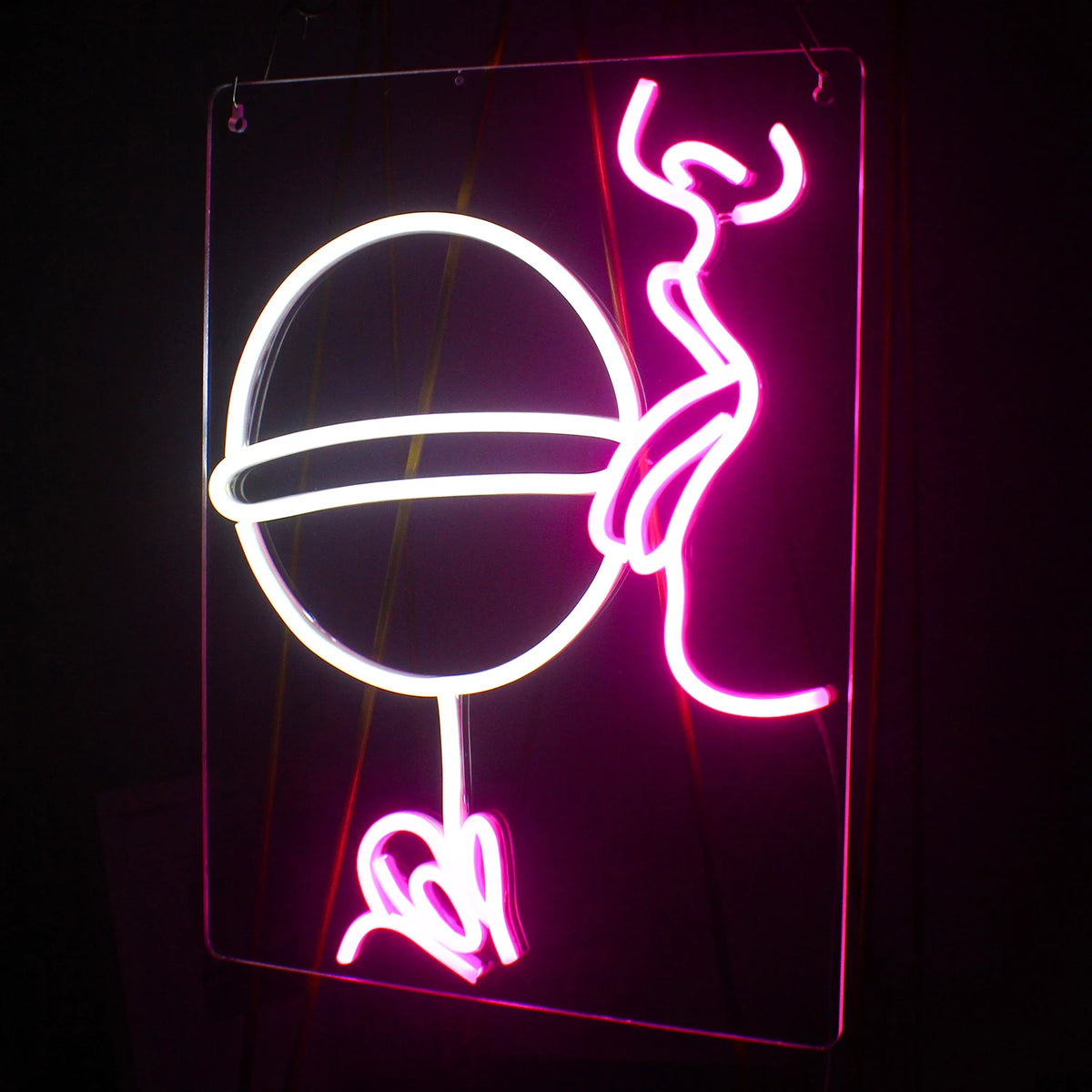 Wijnglas en vrouwensilhouet – LED-neonreclame (5 V USB)