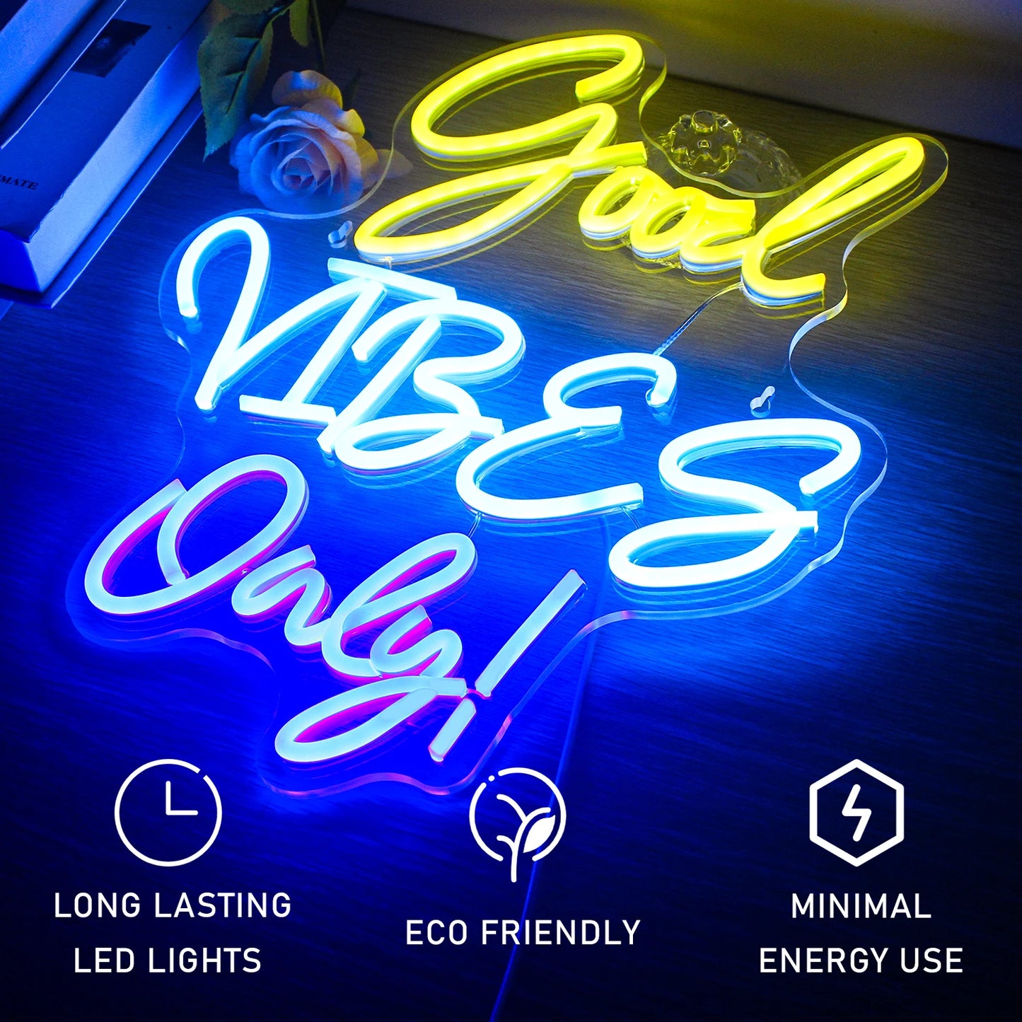 Good Vibes Only 5V USB LED Neon Sign - Budget Friendly