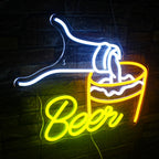 Beer – Bier dat in een glas wordt geschonken – LED-neonreclame (5 V USB)