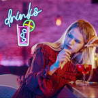 drinks – Glas met rietje en citrusschijfje – LED-neonreclame (5 V USB)