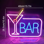 BAR – Cocktailglas met rechthoekige rand – LED-neonreclame (5 V USB)