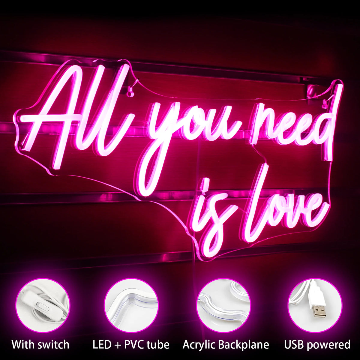 All You Need Is Love 5V USB LED Neon Sign - Budget Friendly